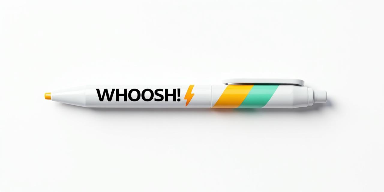 Whoosh Finance branded promotional pen mockup
