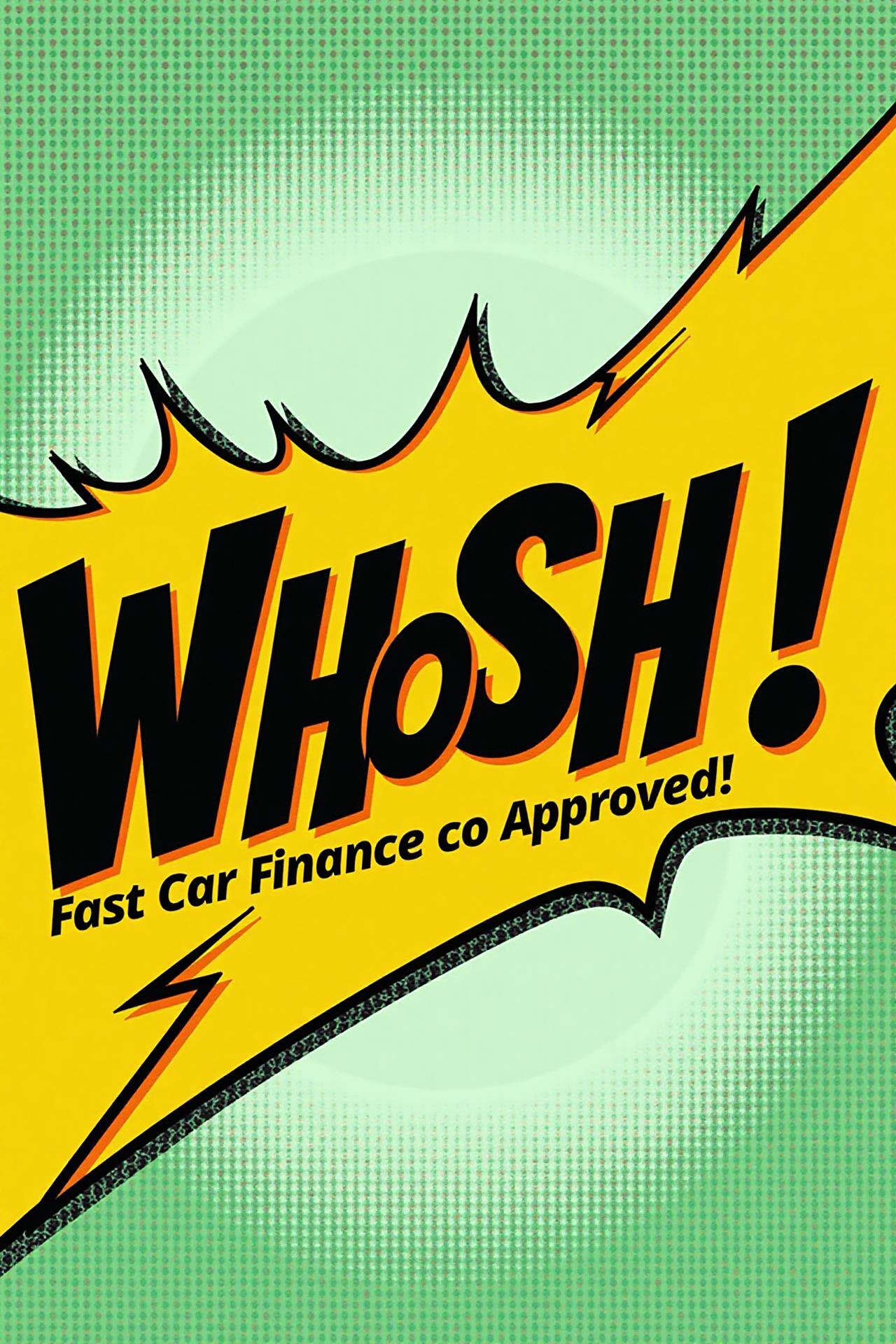 Whoosh Finance vertical poster with comic book aesthetic